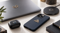 Pins metálicos adhesivos personalizados aplicados en productos tecnológicos